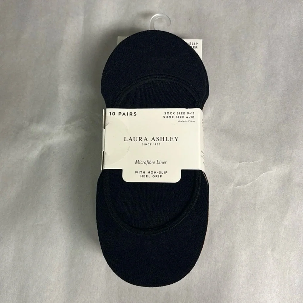 New Laura Ashley Socks Women’s 10 Pair Tan & Black Casual Microfiber Liner Socks - Picture 4 of 14